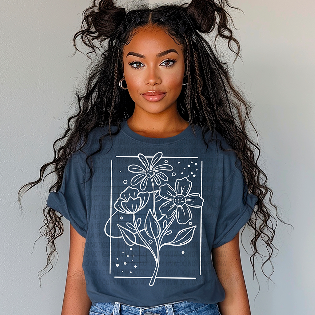 LINE WORK FLORAL SINGLE COLOR