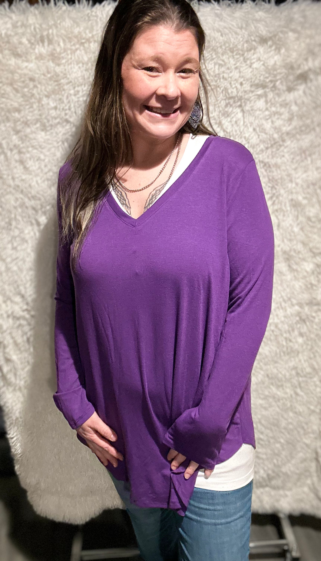 Long Sleeve V Neck Top