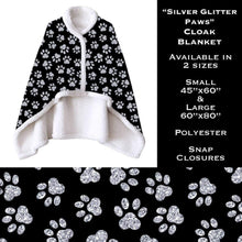 Load image into Gallery viewer, Cloak blanket- Silver Glitter Paws- Small *

