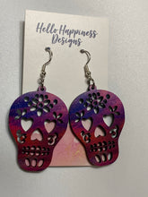 Load image into Gallery viewer, Multicolor Sugar Skull Wood Dangle Earrings*

