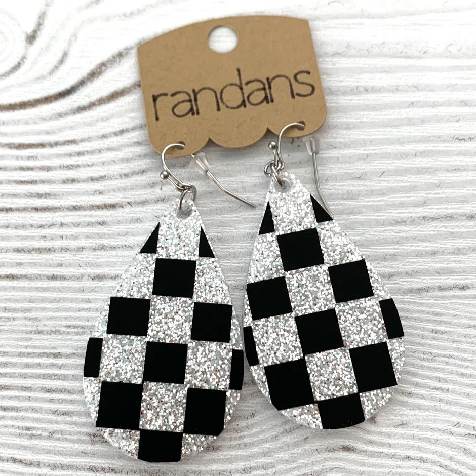 Frameless dangle earring- Checkered flag *
