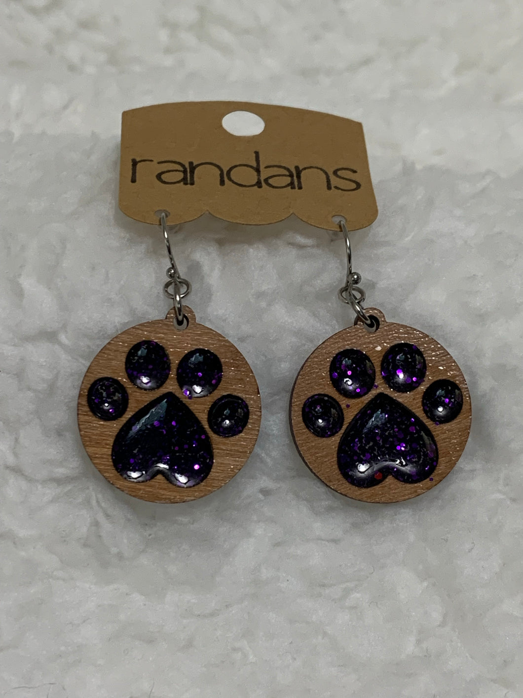 Wood paw glitter dangles (multiple colors) *